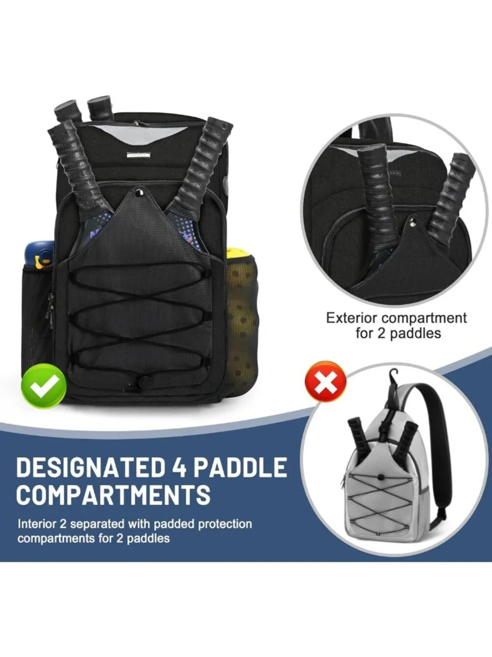 Versatile Pickleball Backpack - Large Capacity Sling Bag with Ventilated Racket